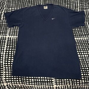 Vintage Nike Made in USA T Shirt Mens Large Embroidered V Neck Rare White Tag